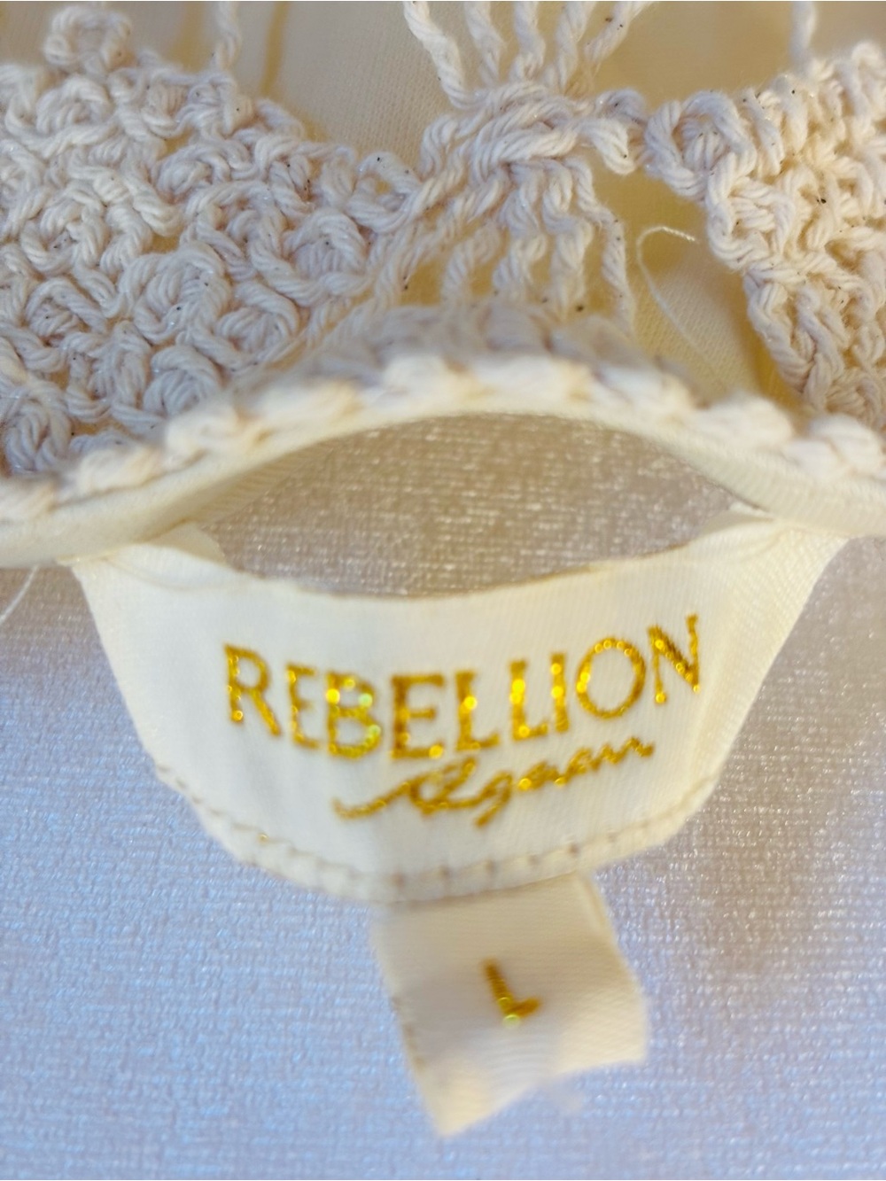 NWT REBELLION Cream Crochet Maxi Dress - Lightweight Summer Cover-Up- L - Picture 11 of 11